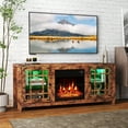 thumbnail image 2 of Costway 58" Fireplace TV Stand with LED Lights & 18" Electric Fireplace, Remote Controls Rustic Brown, 2 of 10