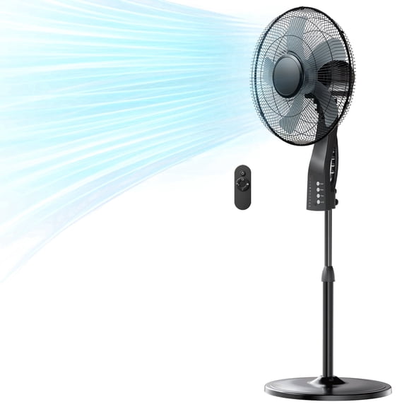 Goosiay 16" Oscillating Pedestal Fan with Remote Control, Ultra-Quiet Sleep Mode, Easy Carry Handle, Height Adjustable Standing Fan for Bedroom Home Office
