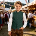 thumbnail image 2 of OSOLU Children Boys Tank Tops Solid Color Stand Collar Vest Festive Themed Sleeveless Jacket Casual Outerwear Vacation Travel Tops, 2 of 5