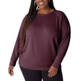 thumbnail image 4 of Eddie Bauer Women's Crewneck Sweatshirt Brushed Four Way Stretch Casual Active Top-Red / L, 4 of 7