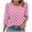 Pink, variant on EchfiProm Womens Tops Crew Neck Relaxed Fit T-Shirts 3/4 Sleeve Black Pullover Polka Dot for Women