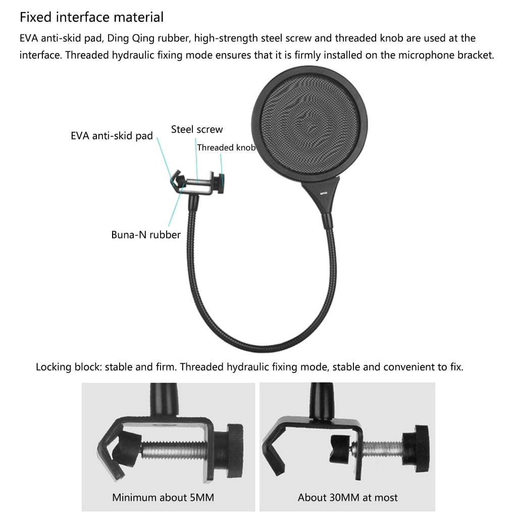 Microphone Blowout Prevention Net Noise Reduction Blowout Filter with Double Metal Net for Artists