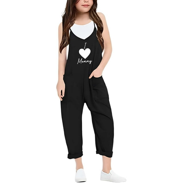SXcggal One Combinaison Décontractée Imprimée de Jour pour Filles Mignonne Décontractée Ample Pantalon pour Filles et Garçons