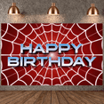 thumbnail image 5 of Red Background Banner Spider Web Pattern Birthday Display 3D Letters Shiny Design Party Backdrop for Birthday Party Kids Celebration Photo Shoot, 5 of 8