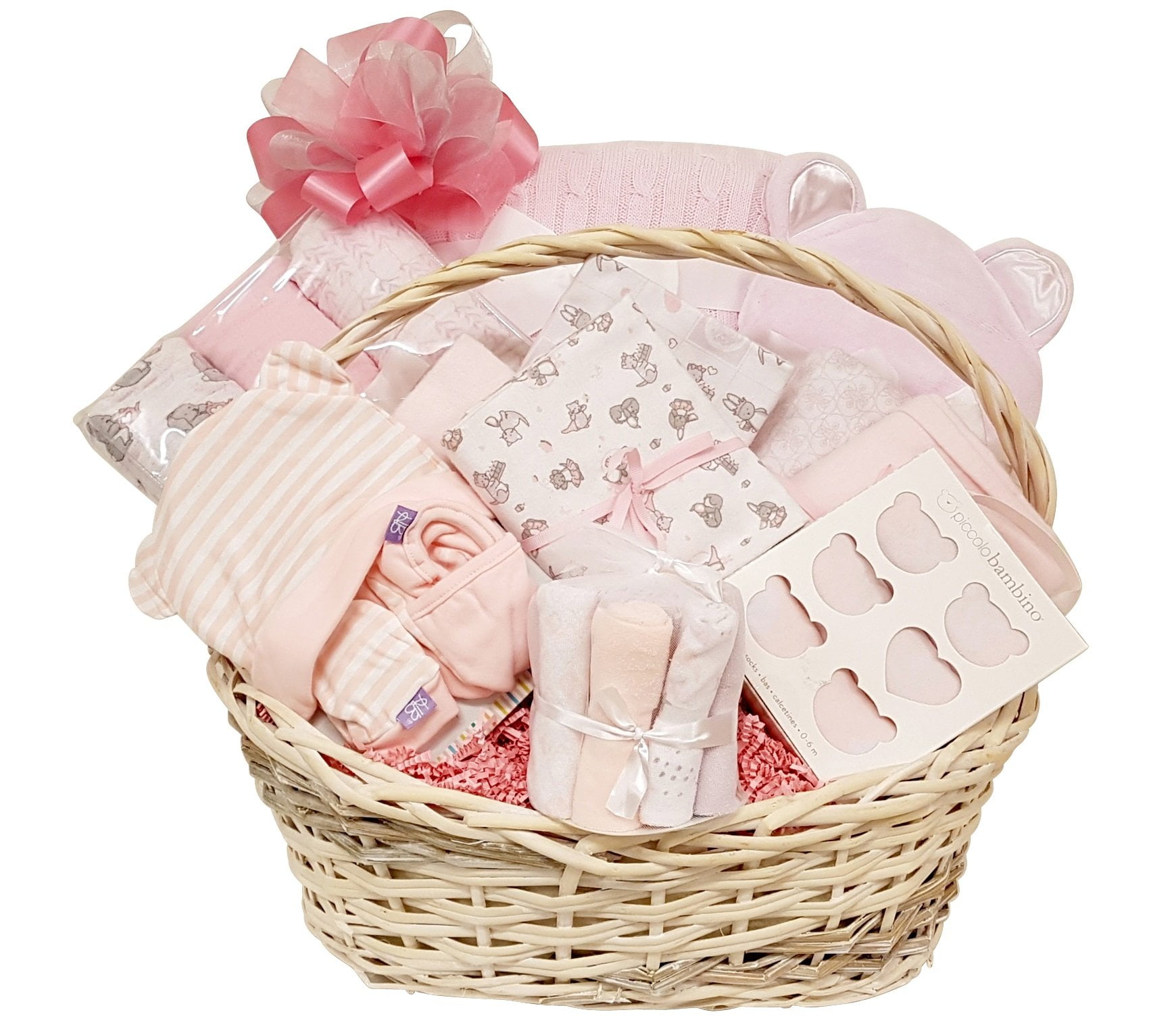 Baby Girl Gift Basket with Blanket, Swaddlers, Receiving Blankets