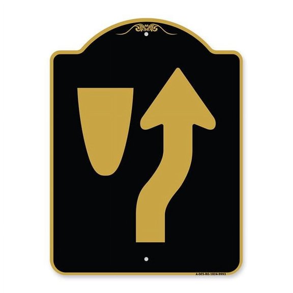 SignMission A-DES-BG-1824-9993 18 x 24 in. Designer Series Sign - Beware of Curb Graphic, Black & Gold