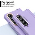 thumbnail image 2 of ELEHOLD for Samsung Galaxy Z Fold 4 2022 7.6 inch Case, Skin-Feeling PC Double Metal Plating Lens Rings Circles Pen Tray Hinge Free Capacitive Shockproof All-inclusive Folding Case for ZFold 4,Purple, 2 of 7