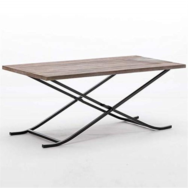 Boraam Leonard Cocktail Table with Metal Hairpin Legs, Weathered Fir Wood