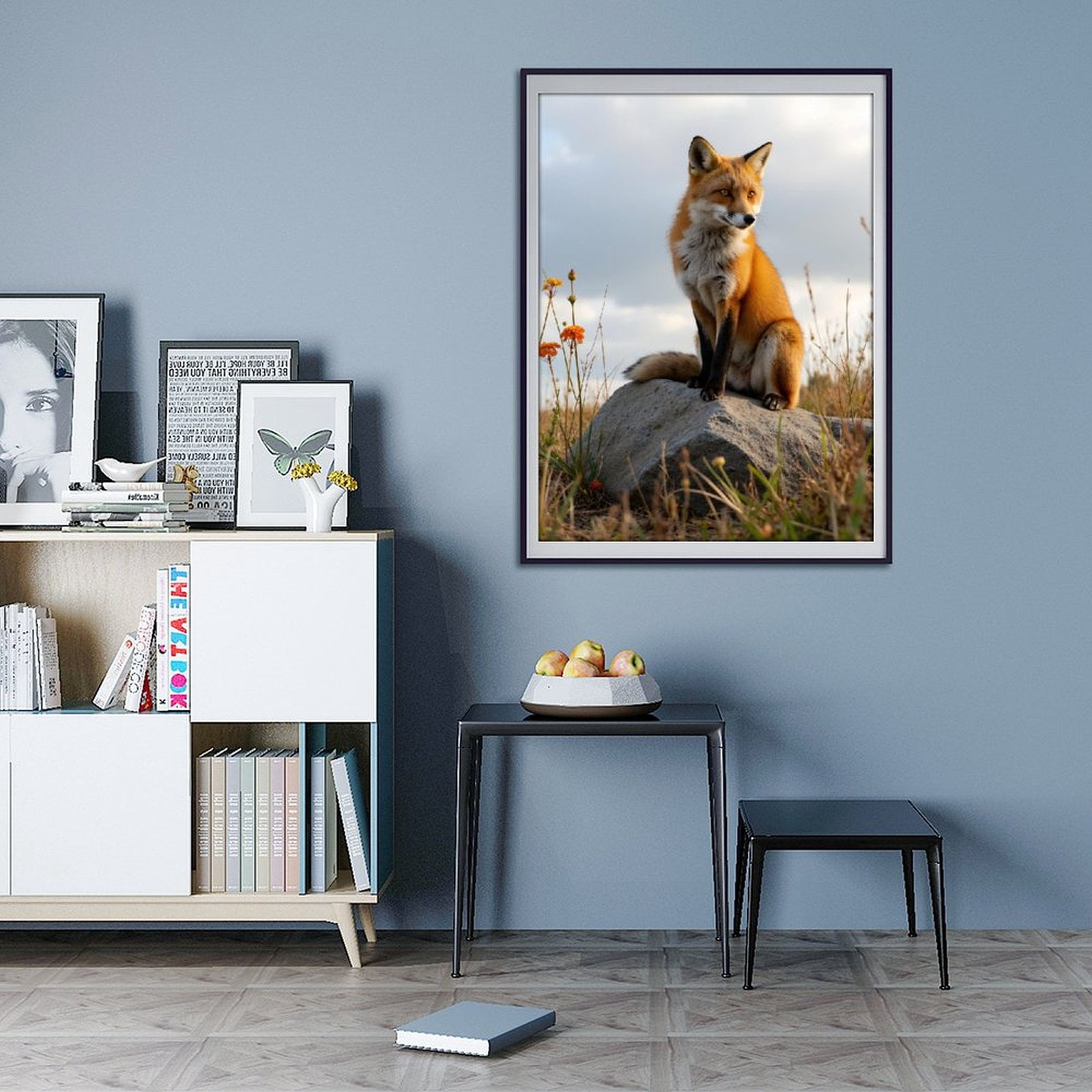 Diamond Art Kit for Adults, Fox On Rock In Grassland Diamond Painting for Adults Beginners, DIY Diamond Art Painting Kits, 5D Diamond Painting Crafts for Home Decor 12x16 Frameless