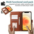 thumbnail image 5 of for iPhone 15 Wallet case with Card Holder for Women Men,Phone case RFID Blocking PU Leather Flip Cover with Strap Zipper Credit Card Slots,Kickstand,With Wrist Strap,Brown, 5 of 9
