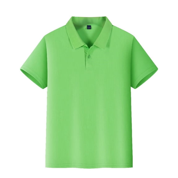 Boys Uniform Shirts Short Sleeve Polo Shirt for 6-11 Years School Uniform, Button Closure, Sensory-Friendly Design​ Green Size 8-9