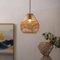 thumbnail image 4 of Home Decor 11.42in Living Room Woven Iron Lampshade Handwoven Rustic Pendant Shade Geometric Hanging Light Cover for Dining Room Bedroom Cafe, 4 of 6