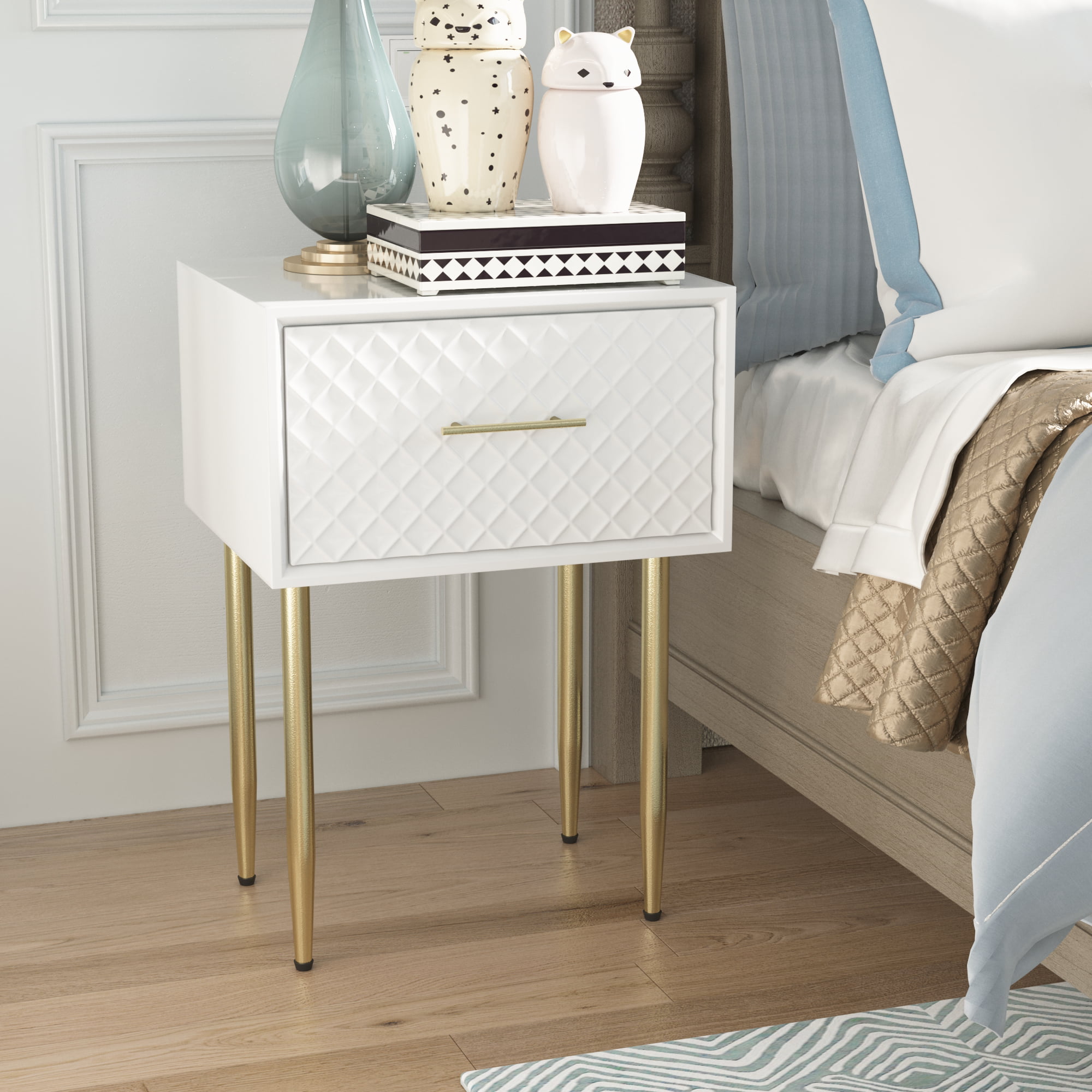 Clean-Lined Modern Style COZAYH Full-Assembled Large Drawer Nightstand Side Table