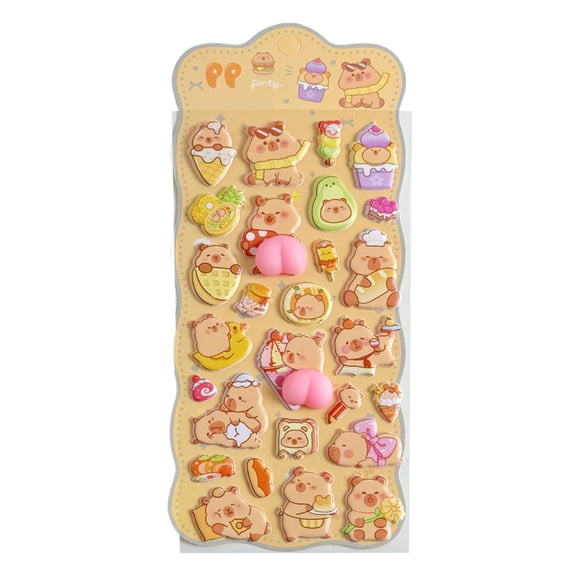 SHENERDA 3D Stickers for Kids Embossed Cartoon Capybara Butt Decal 3D Stickers Cute for Kids Girls Boys Classroom Rewards Party Favors Stocking Stuffers custody