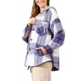 thumbnail image 4 of Liacowi Women Juniors Plaid Shirt Jacket Long Sleeve Single-Breasted Hooded Shacket Coat with Pockets Casual Outwear Streetwear for Teen, 4 of 7