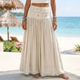 thumbnail image 2 of longantii Women's Maxi Skirts Cotton Linen Flowy Skirt Classic Fit A-Line Pleated Outfits Summer Vacation Clothes Beige S, 2 of 5