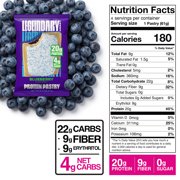 Legendary Foods Blueberry Protein Pastry, 20g Protein, 4 Pack, Keto Friendly, Gluten Free