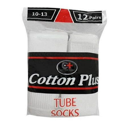 Cotton Tube Socks - Cotton Plus Wholesale Tube Socks, White - Case of 240