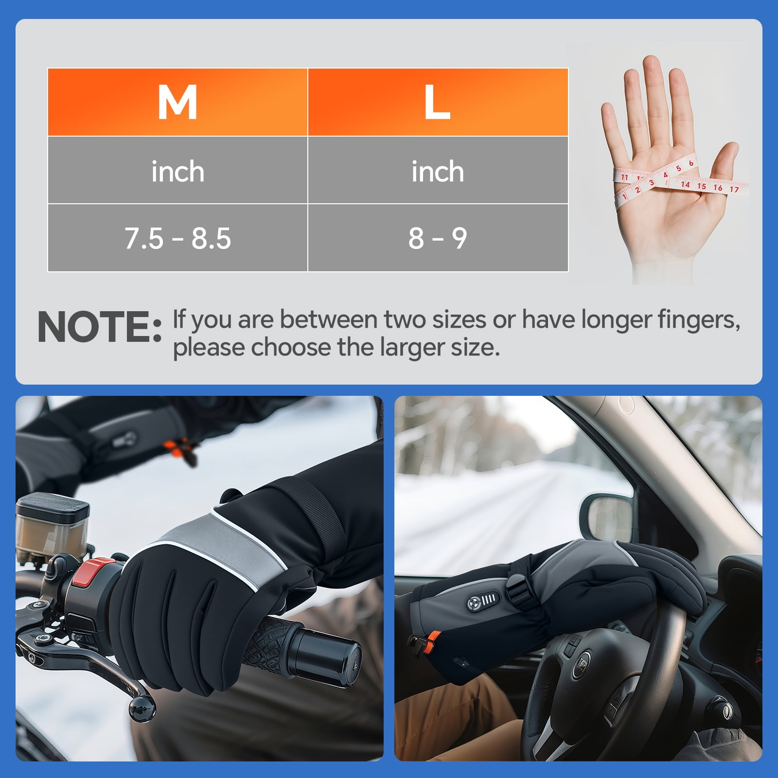 Rechargeable Heated Gloves for Men Women - 7.4V Battery Heated Ski Gloves with Touchscreen & Waterproof Design, 3 Heat Levels, Long-Lasting Winter Warm Mittens for Skiing, Hunting, Motorcycle,Large