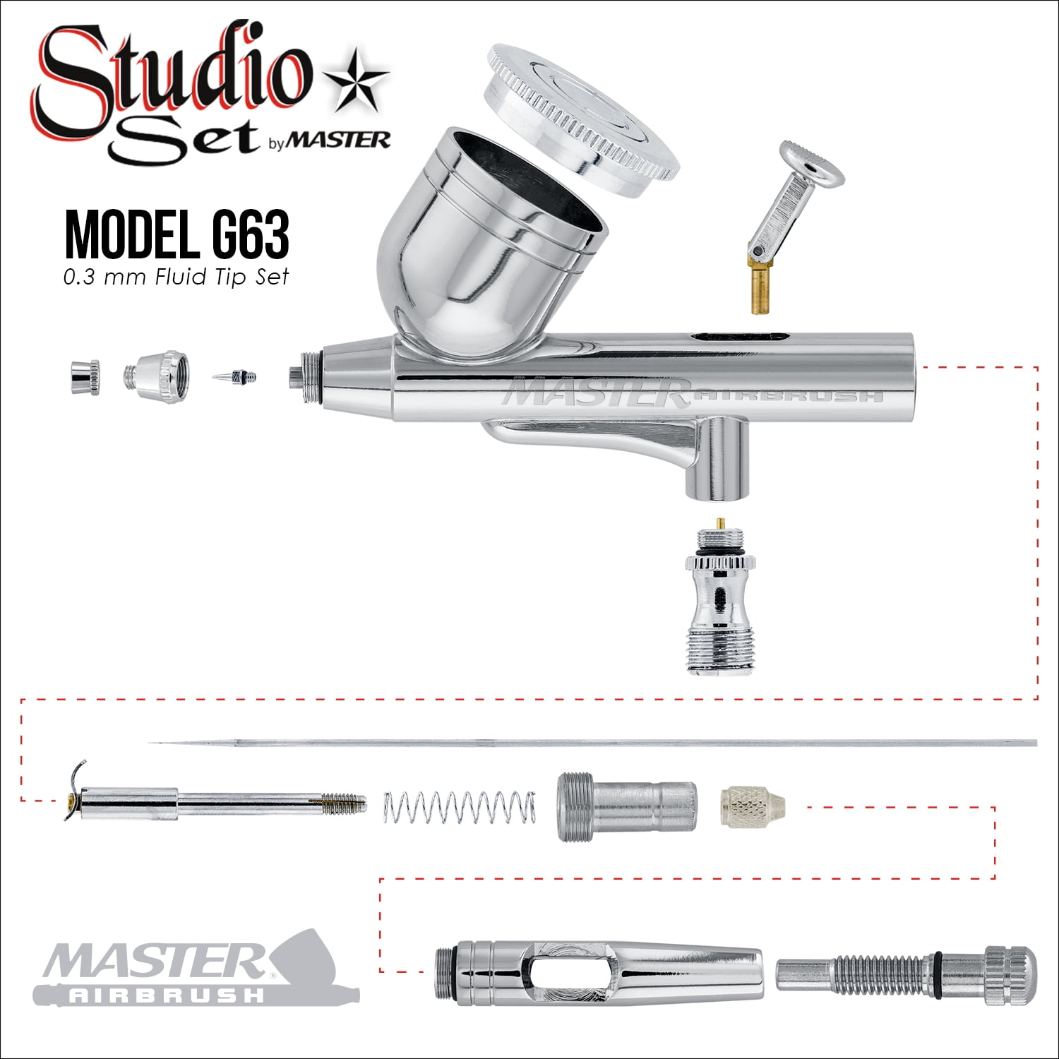 Pro Dual-Action Gravity Feed 6 Airbrush Set Cake Tattoo Hobby Craft Auto Paint