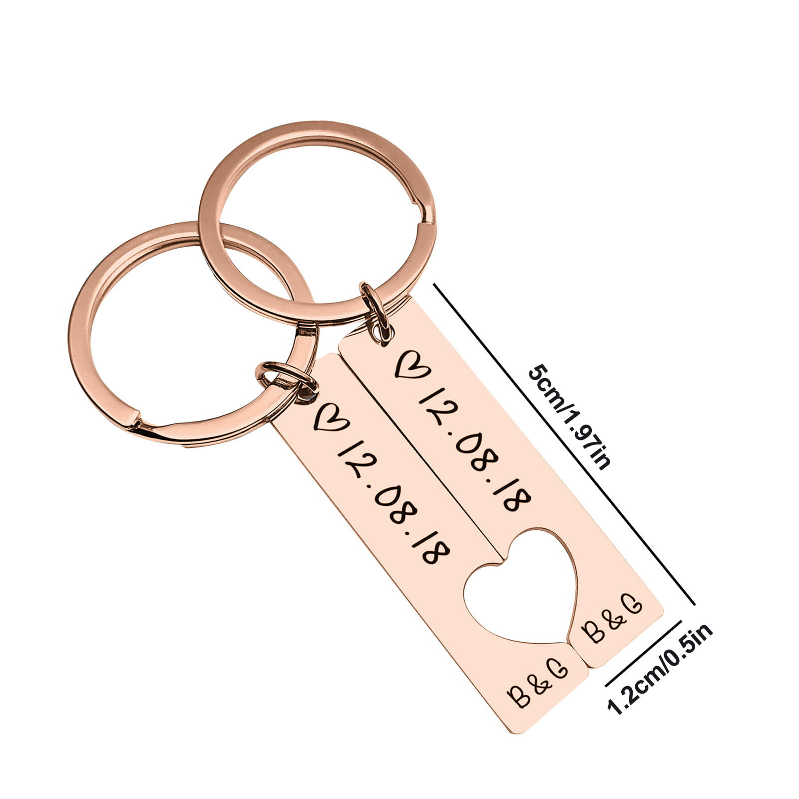 Engraved split Lock and Key Heart Keyring His Hers Couple gift in gold bag 