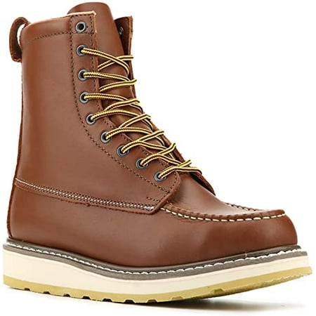 

HANDMEN Men s 8 Leather Waterproof Durability Breathable Soft Toe Work Boots-86994