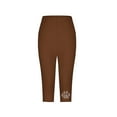 thumbnail image 5 of UVEASISHA Rhinestones Capri Leggings for Women Cute Dog Paw Casual Yoga Pants Lightweight Stretch Summer Beach Capris Brown L, 5 of 5