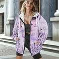 thumbnail image 3 of COEQINE Women's Fashion Hoodie Oversized Full Zipper Sweatshirts Axolotl and Lavender Purple Print Long Sleeve Casual Wear Y2K Jacket Fall Outfits Tops with Pockets, 2XL, 3 of 7