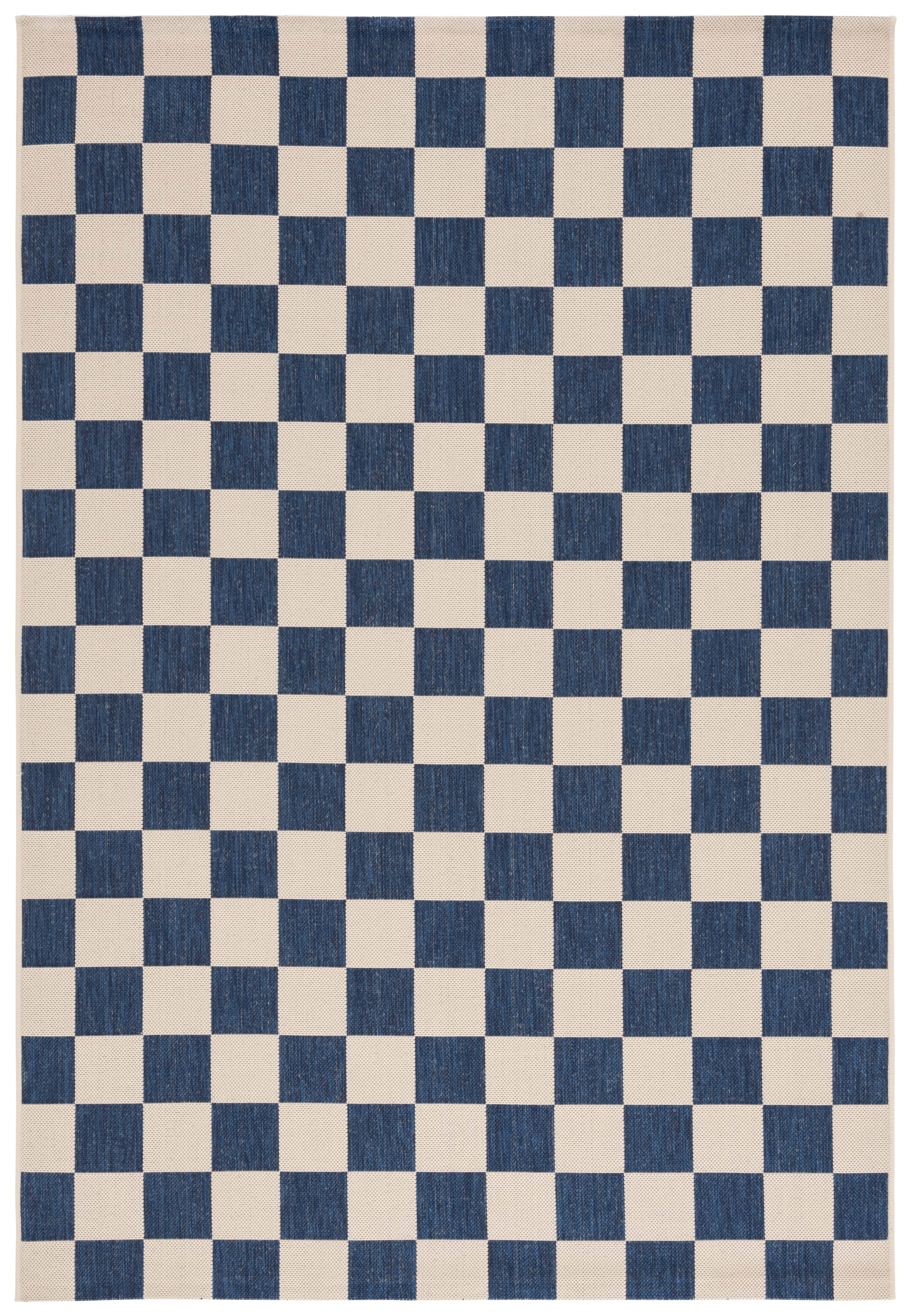 Safavieh Courtyard Talbot Checkered Indoor/Outdoor Area Rug, Navy/Beige, 5'3" x 7'6"