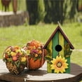 thumbnail image 3 of Wooden ative house Hand Painted Hanging House with Sunflower - Garden Farmhouse Outdoor Nest for Sparrow Finch Humming and Blues (Green), 3 of 6