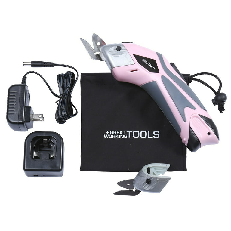 GREAT WORKING TOOLS Electric Scissors Electric Box Cutter Cordless Scissors  - Pink, 2 Blades