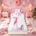 thumbnail image 3 of Meiyoeat Donut Initial L Letter Twin Sheet Sets for Girls Kids, Ice Cream Baseball Sport Bedding, Pink, 3-Piece, 3 of 5