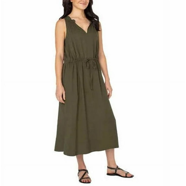 chinese dress ladies Marcella | Black Linen Midi Dress | Wrap V-Neck Sleeveless Belted Dress | European Linen Blend main image 0