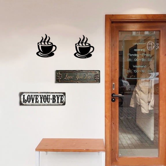 Love You, Bye – Vintage Metal Wall Sign, Metal Signs, Hallway Entryway Door Signs Decor, Love You Bye Sign Above Door, Farmhouse Style Hanging Plaque for Decoration Style 5