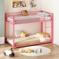 thumbnail image 2 of Zimtown Twin-over-Twin Bunk Bed, Low Profile Junior Bunk Bed Frame, Pink, 2 of 10