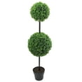 thumbnail image 1 of Admired By Nature 46" Tall Artificial Boxwood Double Ball Shaped Topiary Plant Tree in Plastic Pot, Green, 1 of 2