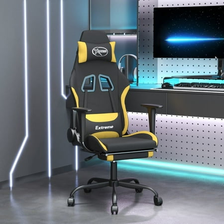 UPC: 8720287229353 | vidaXL Gaming Chair with Footrest Black and Yellow Fabric