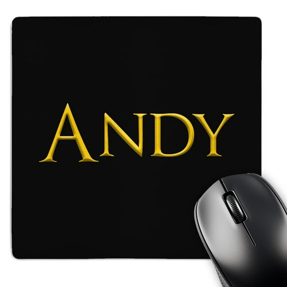3dRose, Andy common boy name in the USA. Yellow on black talisman, MousePad