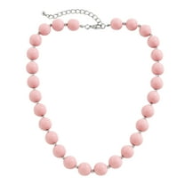 Fogun Handmade Pink Acrylic Beaded Necklaces Simple Collar Necklace Clavicle Chain Choker Necklace Party Jewelry for Women Men
