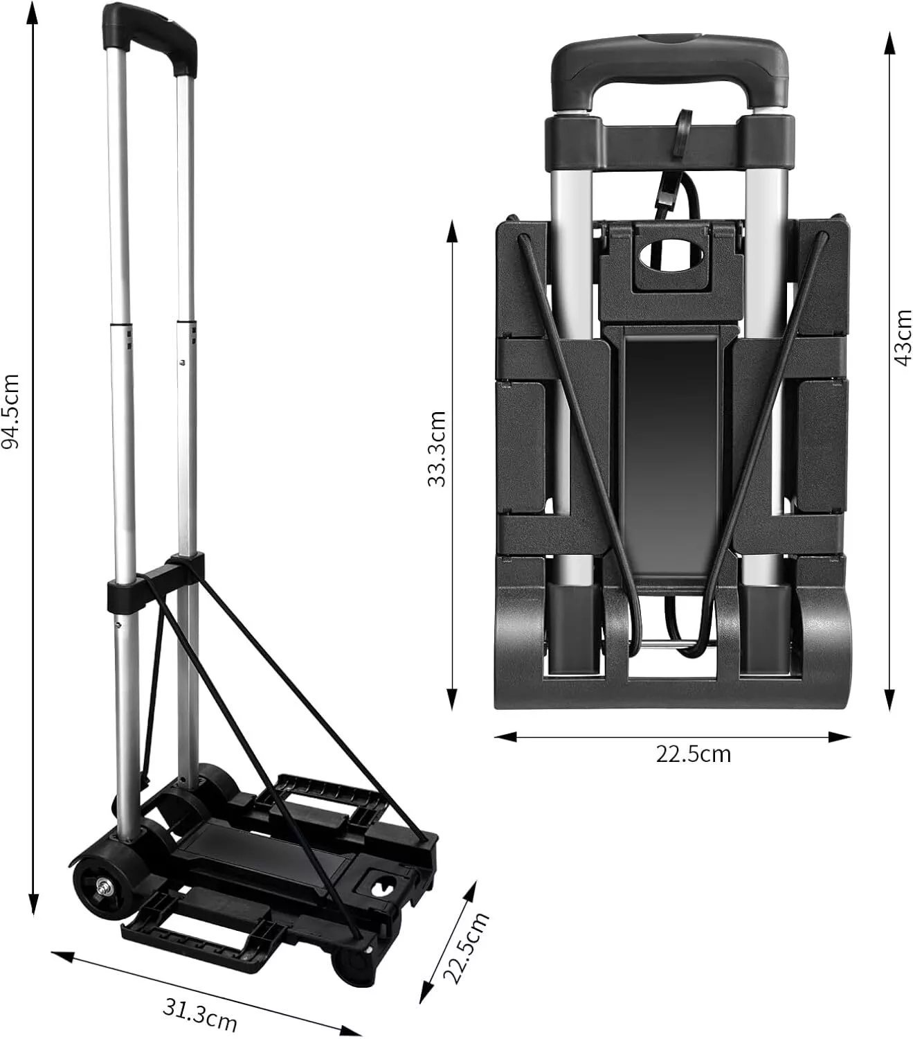 Platform Cart Dolly Folding Moving Warehouse Push Hand Truck Trolley Cart Black