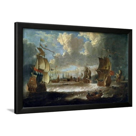 17th Century Framed Print - Ships in a Lagoon, 17th or Early 18th Century Framed Print Wall Art By Abraham Storck