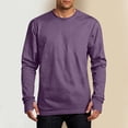 thumbnail image 5 of Fmbrln Mens Crew Neck T Shirts Open Finger Long Sleeve Fall Winter Shirts Solid Color Casual Fashion Pullover Tops Purple L, 5 of 5