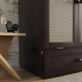 thumbnail image 6 of Newest Queen Murphy Bed with Charging Station, Pine Wood Cabinet Bed with Rattan Panel & Large Drawer, Space Saving Wall Bed for Guest Room & Small Spaces,Espresso, 6 of 20