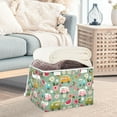 thumbnail image 3 of Yayeee Collapsible Cube Storage Bin with Lid Fabric Closet Decorative Basket with Handles, Green Cartoon Trucks Pattern, 3 of 7