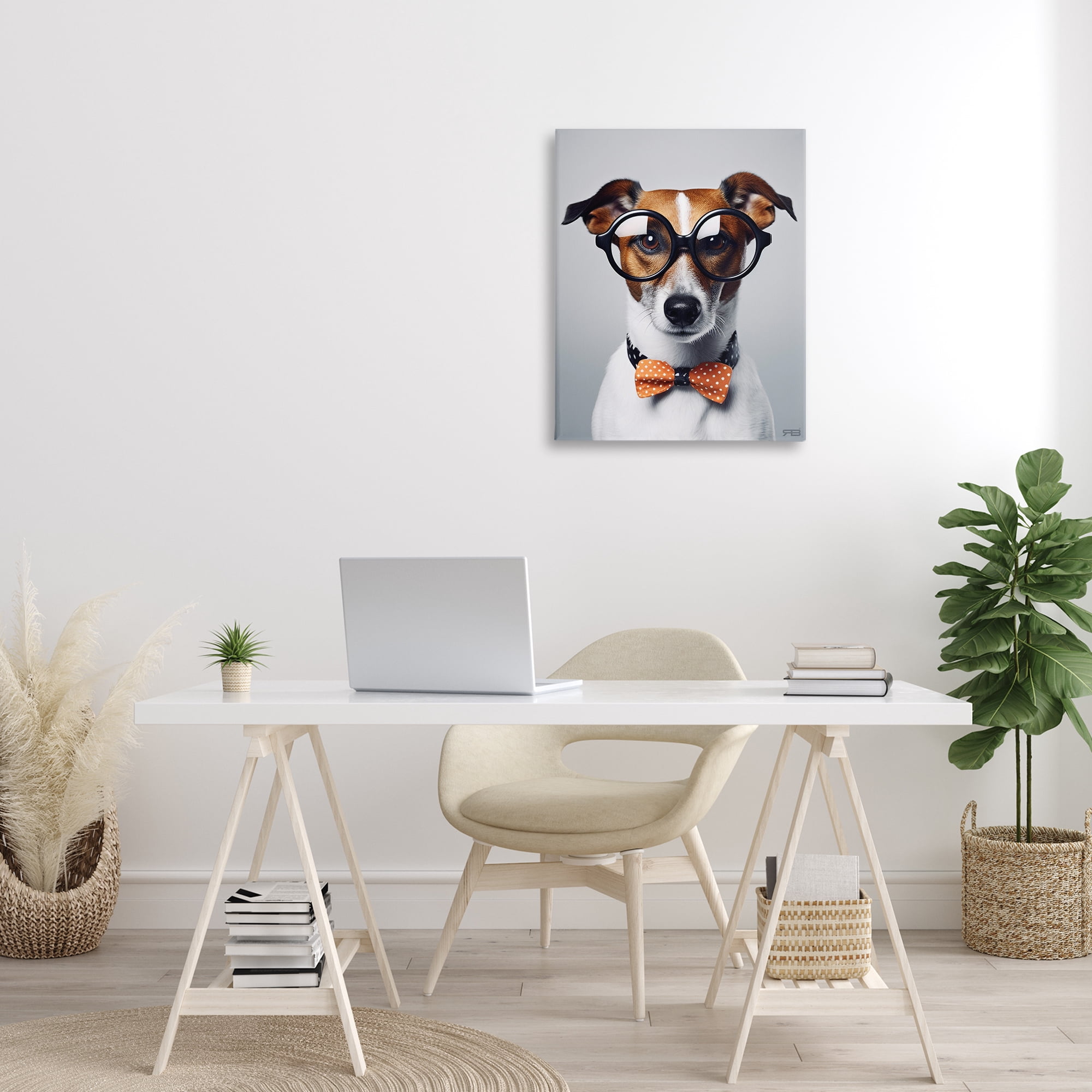 Stupell Industries Hipster Bowtie Dog Animals & Insects Painting Gallery Wrapped Canvas Art Print Wall Art, 24 x 30