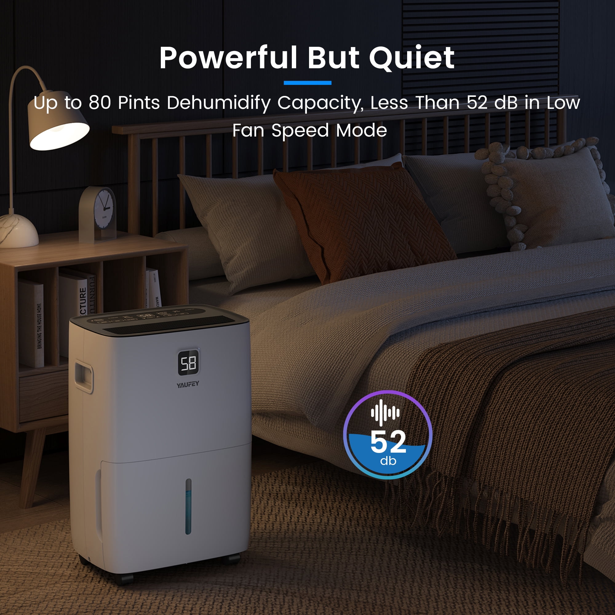 Waykar 80 Pint Dehumidifiers for Basements & Large Rooms up to 5000 Sq. Ft., with Continuous Drain Hose, Auto Defrost, 3 Modes & Child Lock, 25 Pint DOE Energy Star