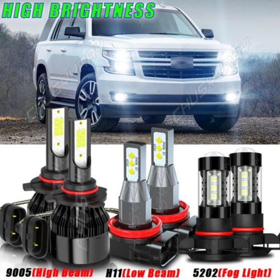 For GMC Sierra 1500 2500 2007-2013 6X LED Headlight Bulbs Hi-Lo   Fog Light Bulb