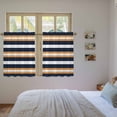 thumbnail image 4 of Orange Navy Blue Striped Kitchen Curtains, Minimalist Farmhouse Lines Light Filtering Window Curtain Panels, 2Pcs Rod Pocket Window Treatments Set for Study Room Bathroom Bedroom 52x54 Inches, 4 of 9