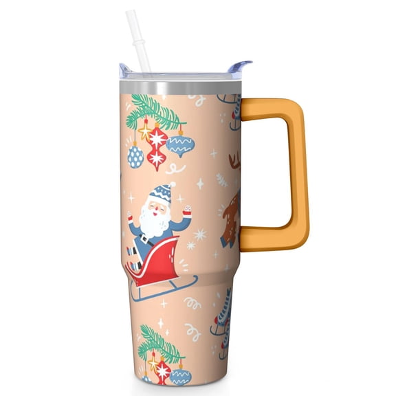 30oz Christmas Ornaments Tumbler with Lid and Straw Leak Proof Stainless Steel Cup Holiday Coffee Water Bottle Gifts