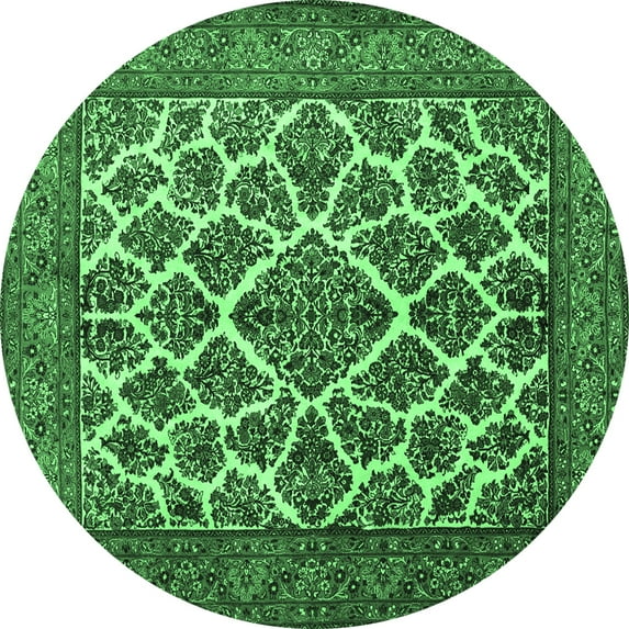 Ahgly Company Indoor Round Persian Emerald Green Traditional Area Rugs, 5' Round